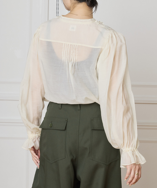 セール】IENA LA BOUCLE フリルオーガンブラウス（シャツ/ブラウス