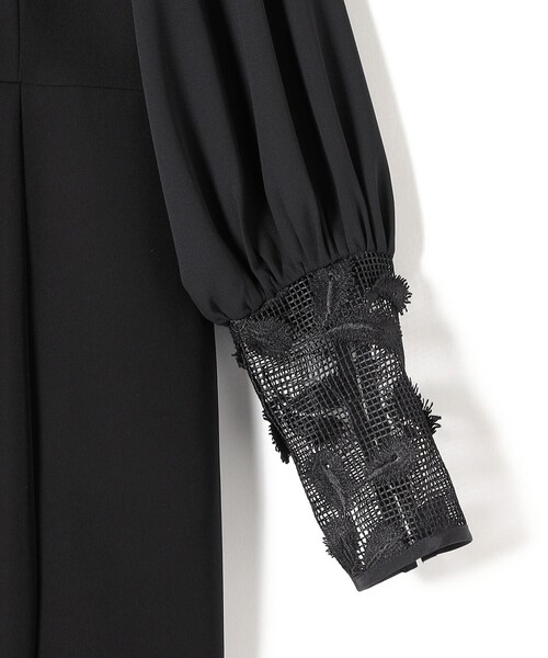 SHIPS別注】kaene:ブラック フォーマル レース スリーブ ワンピース