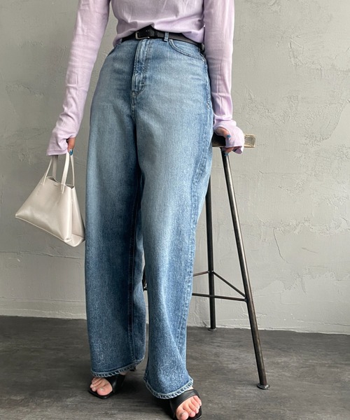 セール】[YANUK/ヤヌーク] JOAN ハイウエストワイドストレートデニム