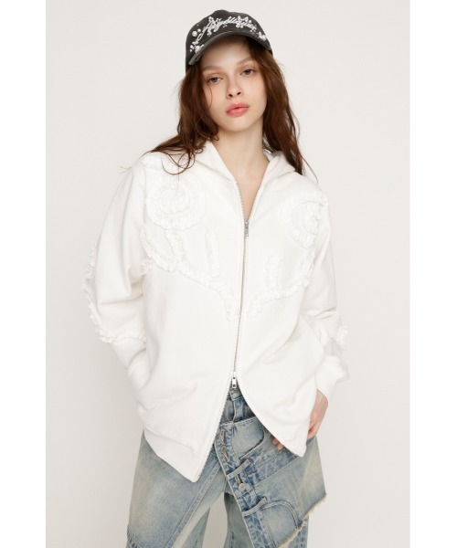 FRILL ZIP UP HOODIE フリルジップアップフーディ 冬服 春服 ジップ