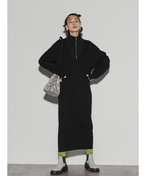 UN3D.（アンスリード）の「ジップネックニットワンピース（ワンピース