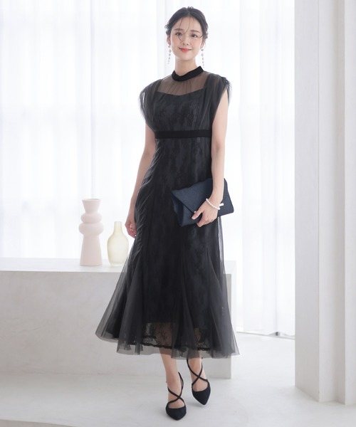 セール】ロング&ノースリーブフォーマルラメチュールセレモニー結婚式