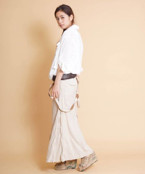 goa（ゴア）の「サスペンダー付き綿麻カーゴロングスカート（スカート
