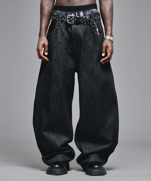 Studs Design Rigid Curve Denim / スタッズデザインリジットカーブ