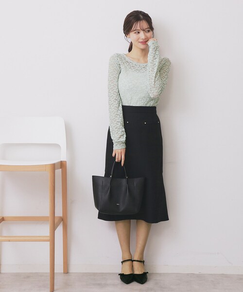 セール】モールレースシアートップス【洗濯機OK】（Tシャツ/カットソー