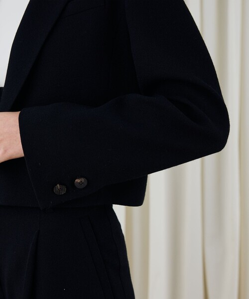 セール】ウールジョーゼット クロップドジャケット（テーラード