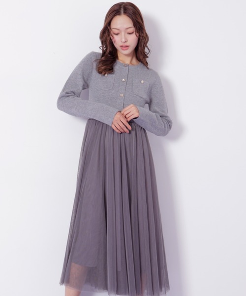 ◇ニットジャケットドッキングワンピース（ワンピース）｜JILL by JILL