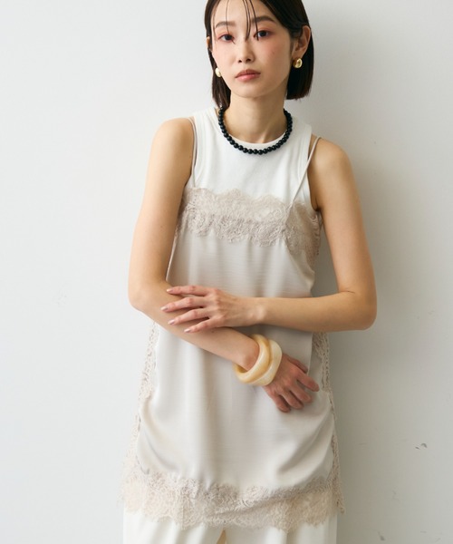 ケミカルレースサテンキャミソール（キャミソール）｜Trish