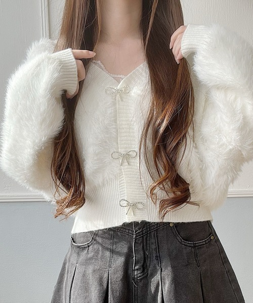 セール】【あったか特集】フェザーニットカーディガン（カーディガン