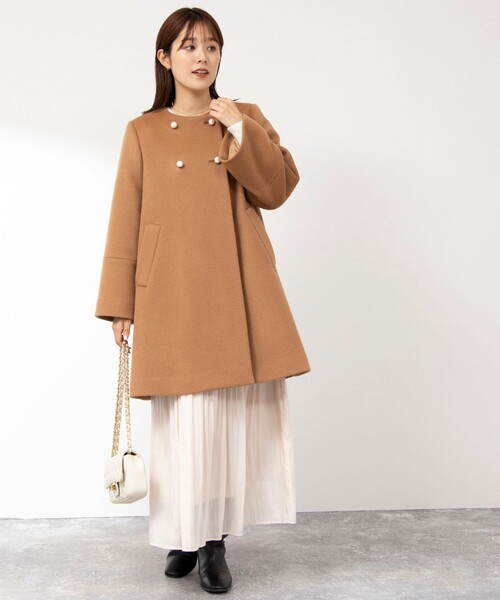 NOLLEY'S（ノーリーズ）の「カシミヤ混ノーカラーチェンジ釦コート