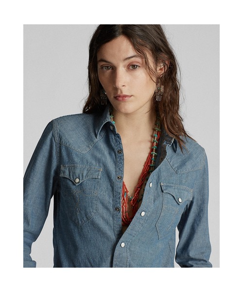 RRL（ダブル アール エル）の「インディゴ シャンブレー ウエスタン