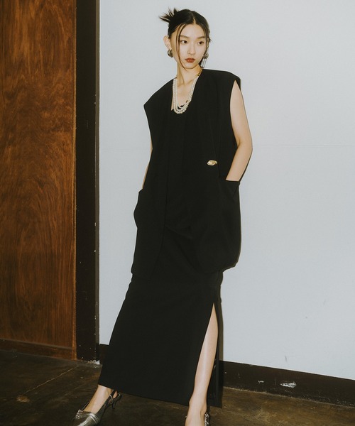 セール】バックシアージレセットアップドレス / back sheer gilet