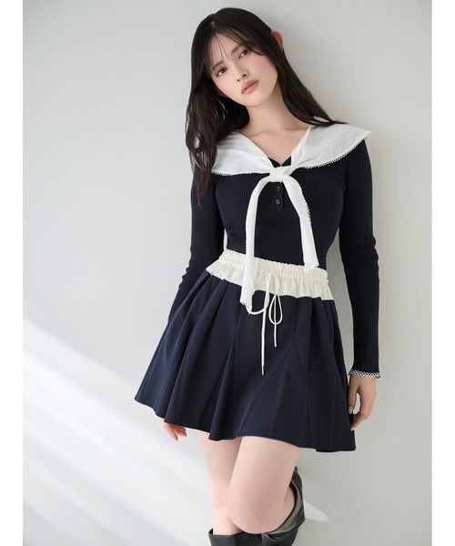 Sustainableスカーフブラウスドッキングプルオーバー（ニット/セーター