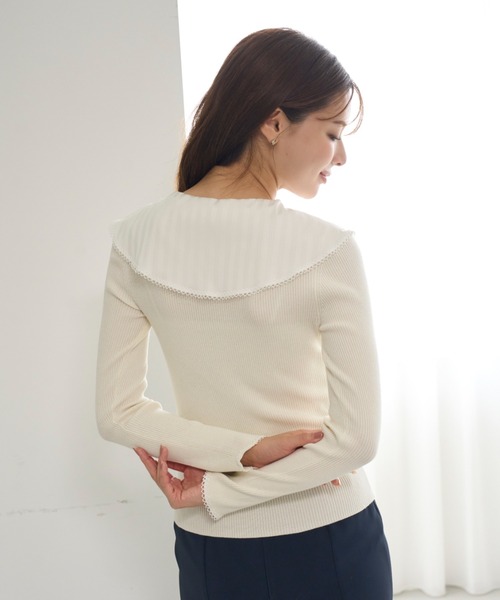 Sustainableスカーフブラウスドッキングプルオーバー（ニット/セーター