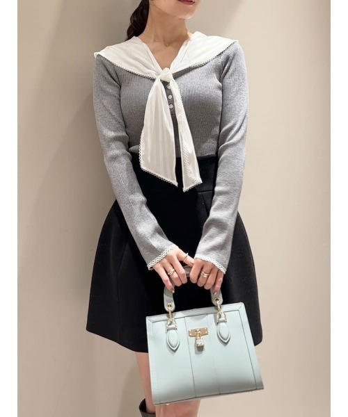 Sustainableスカーフブラウスドッキングプルオーバー（ニット/セーター