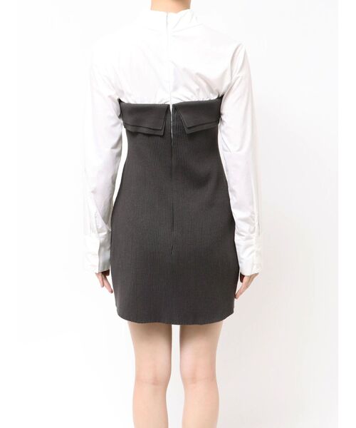 WEB限定カラーあり】シャツレイヤード風ニットドッキングミニ