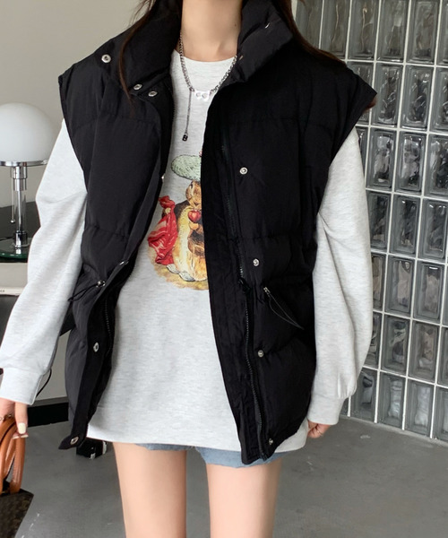 emi+（エミプラス）の「ノースリーブフェイクダウン（ダウンベスト