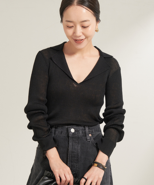 plage（プラージュ）の「TAILOR COLLAR RIB プルオーバー（ニット