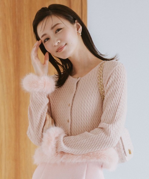 CELFORD（セルフォード）の「ケーブルニットファーカーデ