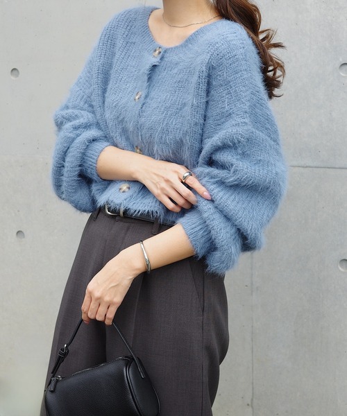 セール】ショート丈フェザーヤーン2wayニットカーディガン（ニット