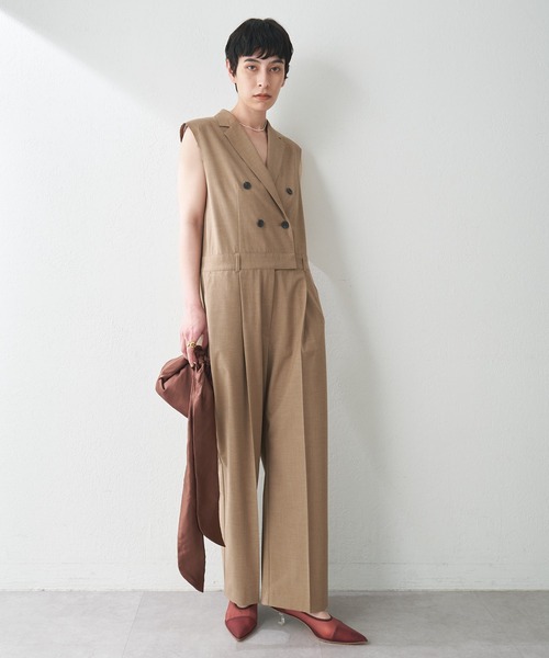 THE PAUSE】テーラーカラーノースリーブジャンプスーツ（つなぎ
