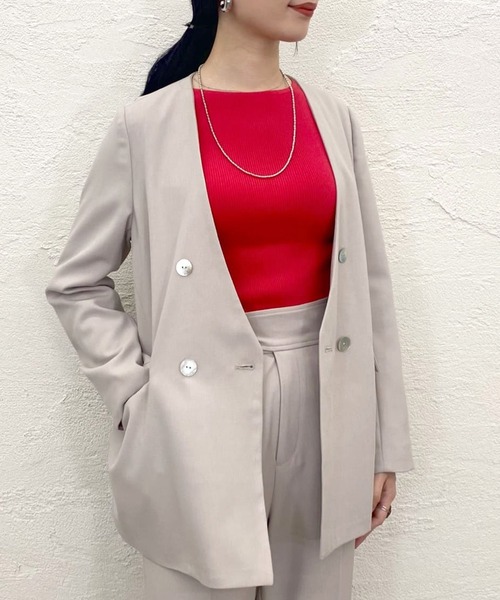 SHENERY（シーナリー）の「リネンライクダブルジャケット（ノーカラー