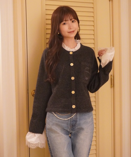 Attachedcollrモヘアカーディガン（ノーカラージャケット）｜EIMY
