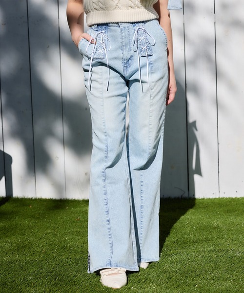 Denim Collection】フロントリボンデニムパンツ（デニムパンツ）｜one