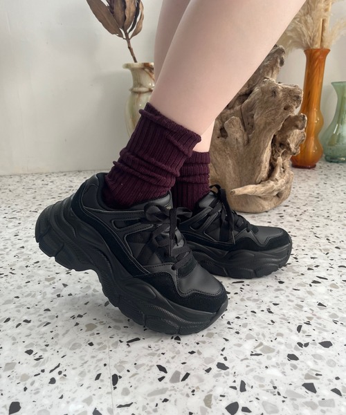 セール】ナイロンテープ厚底スニーカー OT3745 本革 スエード