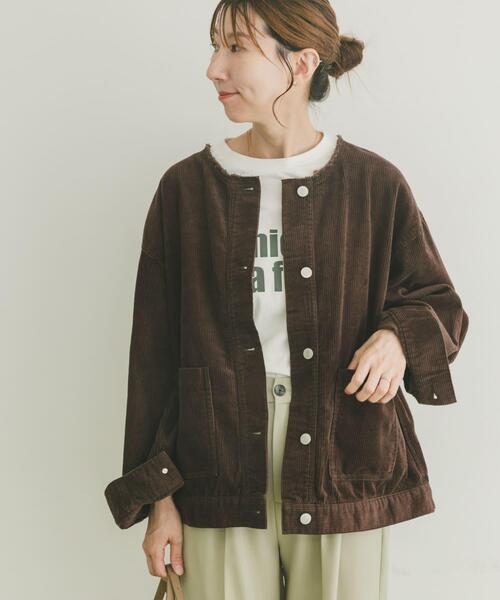 セール】『イージーケア』コーデュロイノーカラージャケット（ノー