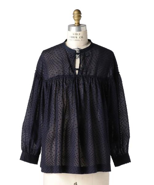 Drawer（ドゥロワー）の「Drawer コットンドットギャザーブラウス