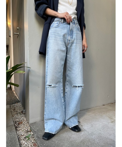 BLACK BY MOUSSY（ブラックバイマウジー）の「damage straight denim