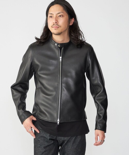 SHIPS: ラムレザー シングル ライダース ジャケット（ライダース