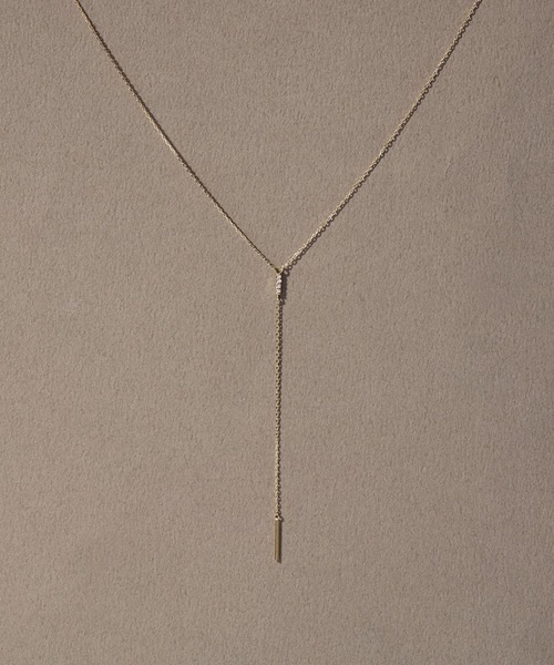 K10】Y字ダイヤモンドネックレス/調整可能36.5～40cm（ネックレス
