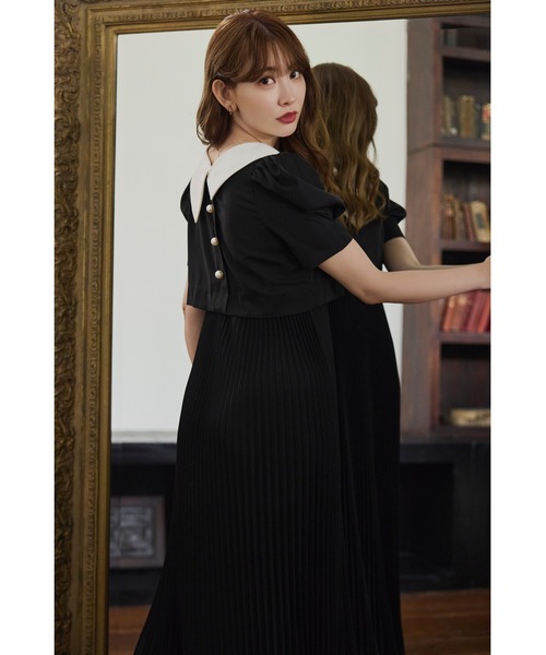 Butterfly Collar Pleated Dress（ワンピース）｜Her lip to（ハー
