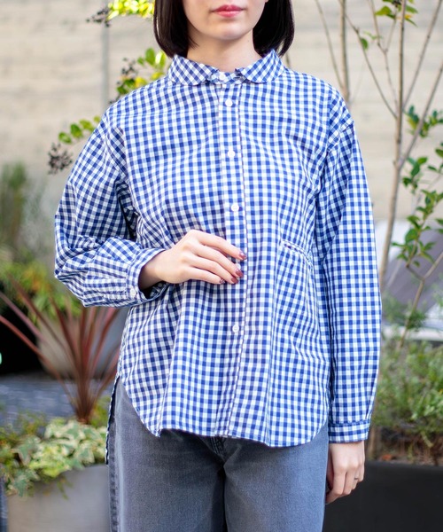 D.M.G / ディーエムジー] タイプライターチェック ラウンドカラー