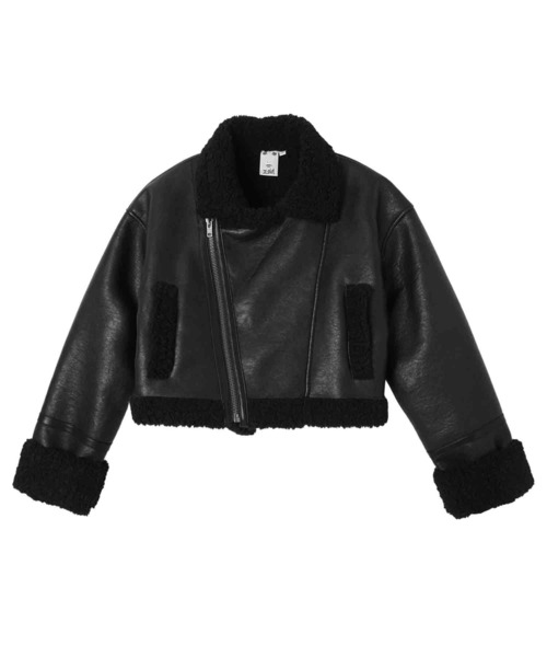 X-girl（エックスガール）の「CROPPED FAUX MOUTON RIDER'S JACKET