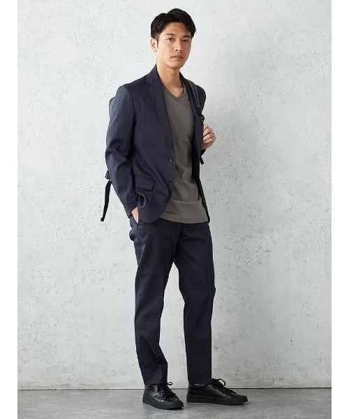 軽量プチプラセットアップスーツ チェック ネイビー（スーツセット