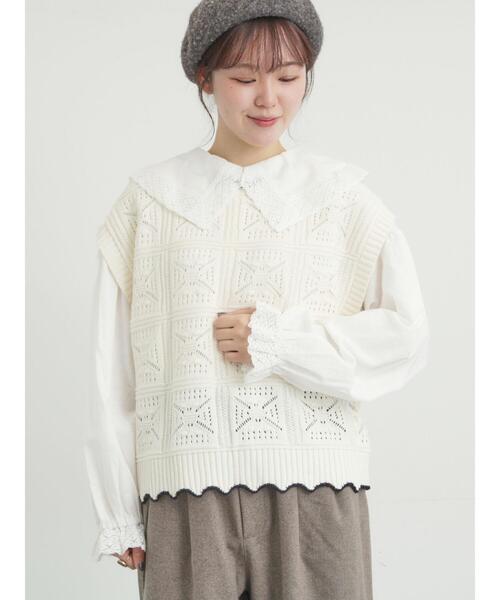 セール】クロシェ風配色ニットベスト（ベスト）｜Samansa Mos2