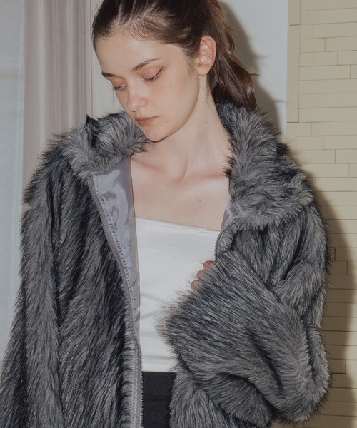 フェイクファーダブルジップジャケット（ブルゾン）｜Mili affinity