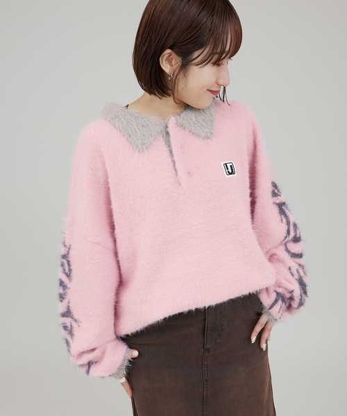 セール】irojikake/イロジカケ FLUFFY RUGBY SHIRT（ニット/セーター