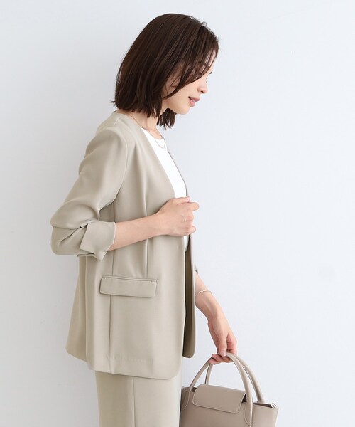 INDIVI（インディヴィ）の「◇【こなれSETUP/洗える】ノーカラー