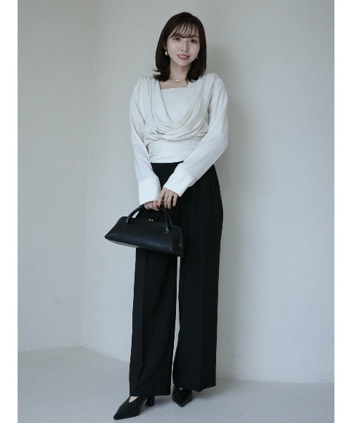 パウダーサテンドレープトップス（シャツ/ブラウス）｜anuans（ア