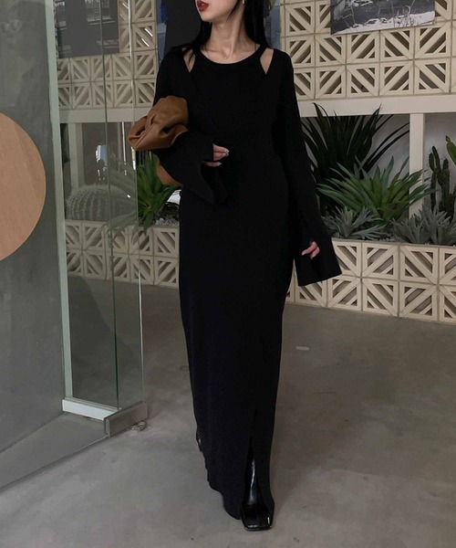 Ameri（アメリ）の「AMERICAN SLEEVE LAYERED KNIT DRESS（ワンピース