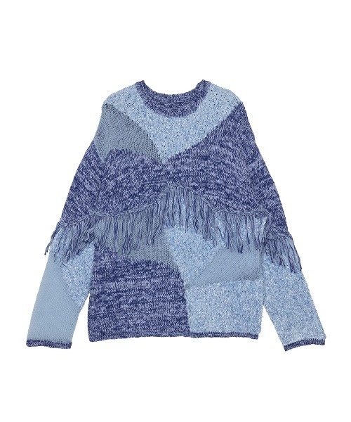 DOCKING PATTERN FRINGE KNIT（ニット/セーター）｜Ameri（アメリ）の