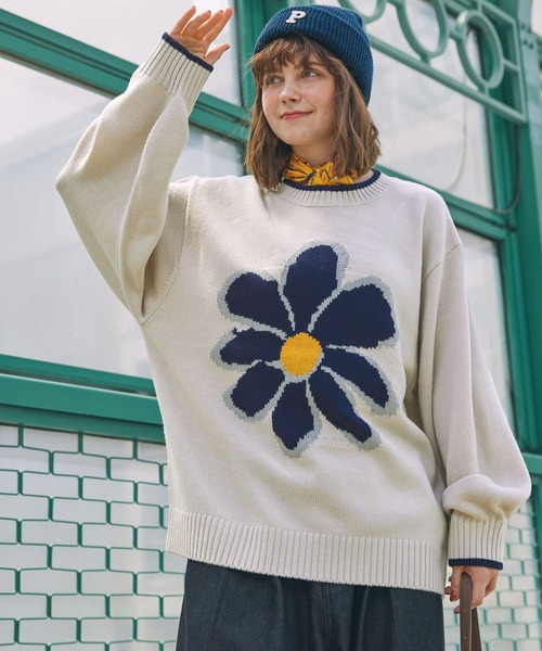 フラワージャガードニットプルオーバー MONO-MART LADY'S│MONO-MART