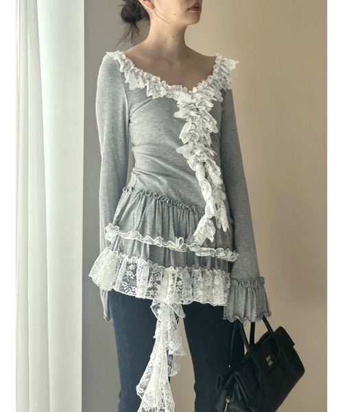 セール】ティアードフリルカットソープルオーバー（Tシャツ/カットソー