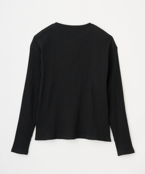 LUENNA】Panel Rib Henley Neck Long Sleeve T-Shirt / パネルリブ