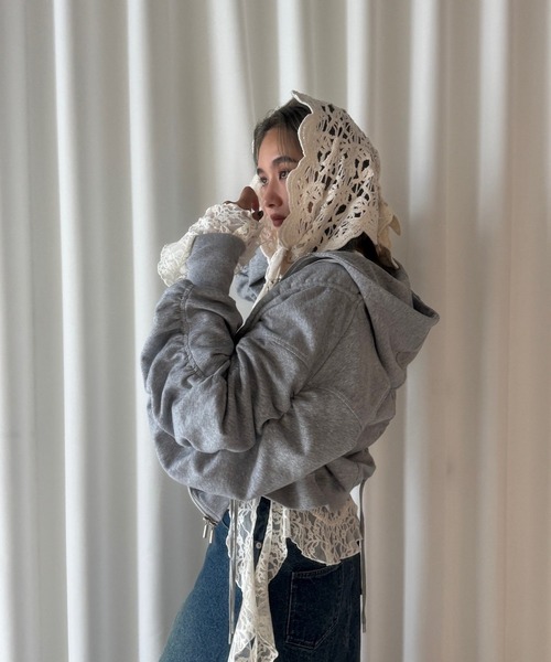 Ameri（アメリ）の「VOLUME GATHERED ZIP UP HOODIE（パーカー）」 - WEAR