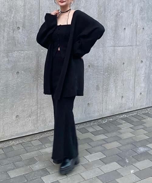 knit cardigan tops skirt 3set /【3点セット】ニットカーディガン